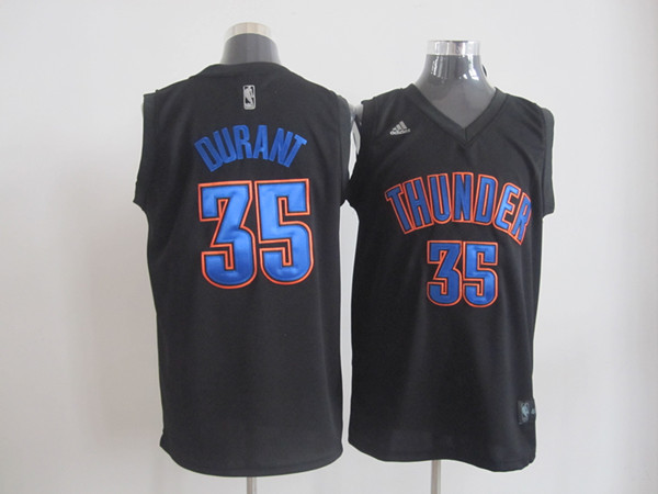  NBA Oklahoma City Thunder 35 Kevin Durant Swingman Black Blue Number Jerseys